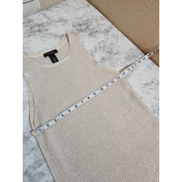 White House Black Market Womens Beige Knit Sleeveless Crew Neck Mini Dress Small - Picture 5 of 6